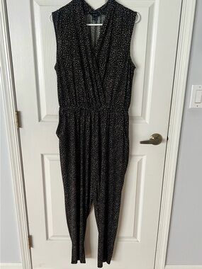 Apt. 9 Sleeveless Black Printed Jumpsuit XL